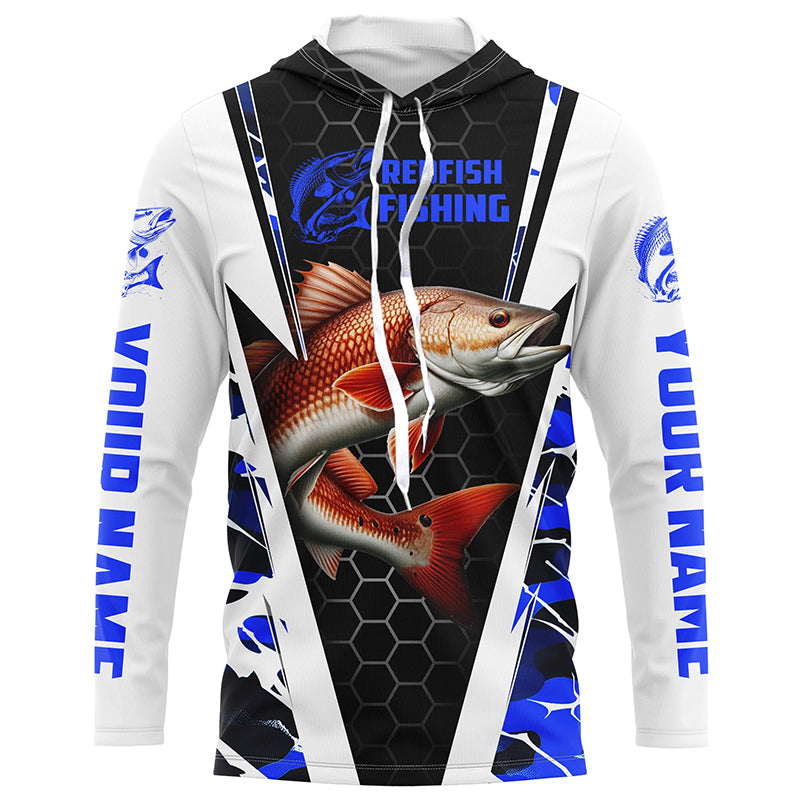 Custom Redfish Fishing, Redfish Fishing Long Sleeve Fishing Tournament | Blue Camo