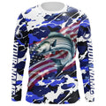 Striped Bass Fishing American Flag Camo Custom Long Sleeve, Striper Saltwater Fishing