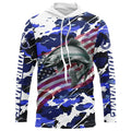 Chinook Salmon Fishing American Flag Camo Custom Long Sleeve, Salmon Saltwater Fishing