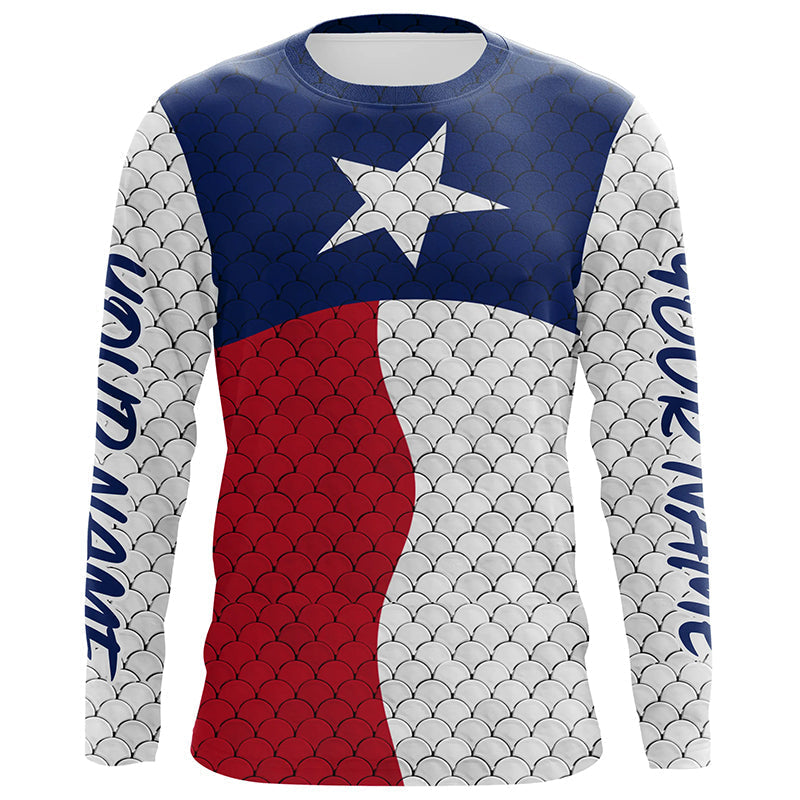 Personalized Texas Flag Long Sleeve Fishing Uv Protection, Patriotic Fishing Apparel