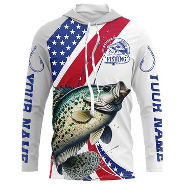 Custom Patriotic Crappie Long Sleeve Fishing, Personalized Crappie Fishing