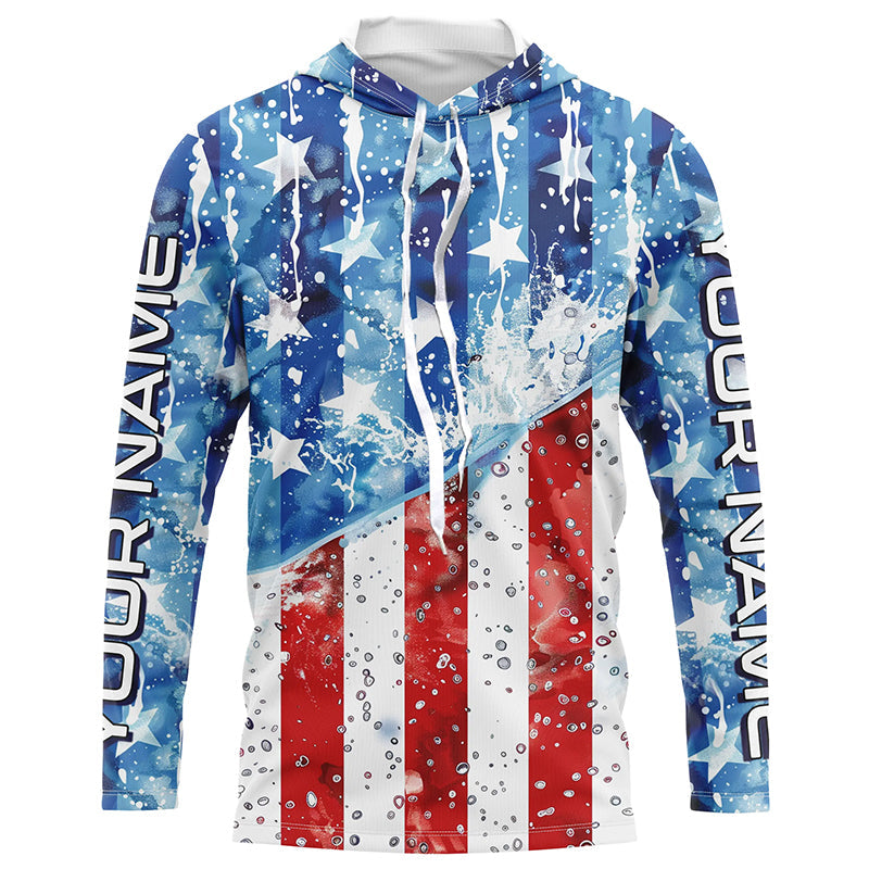 American Flag Custom Long Sleeve Uv Protection Fishing, Patriotic Fishing