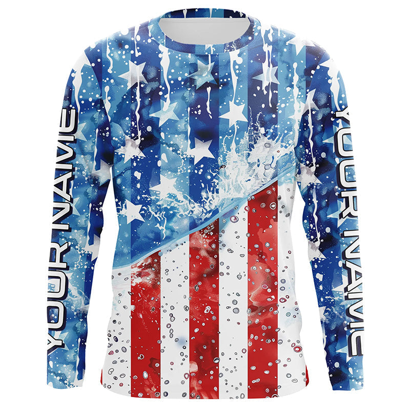 American Flag Custom Long Sleeve Uv Protection Fishing, Patriotic Fishing
