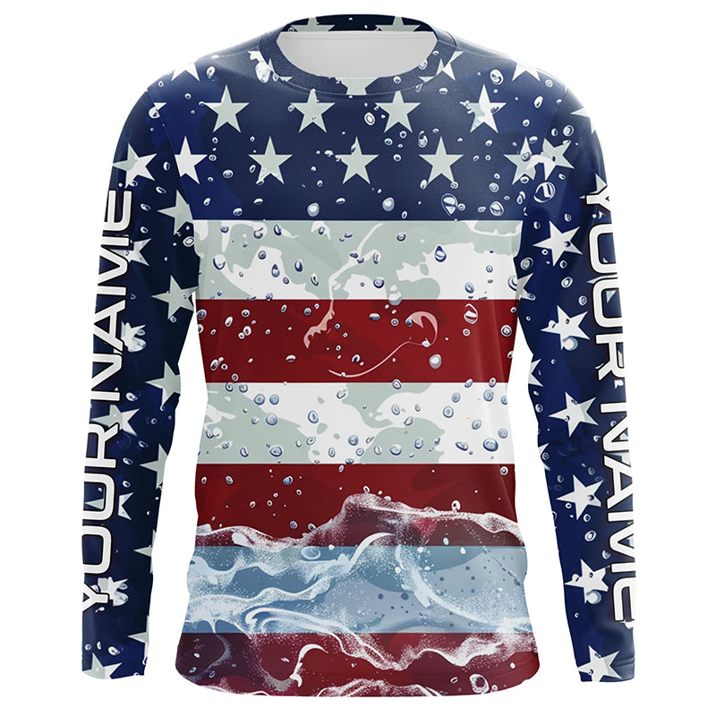 American Flag Custom Long Sleeve Uv Protection Fishing, Patriotic Fishing