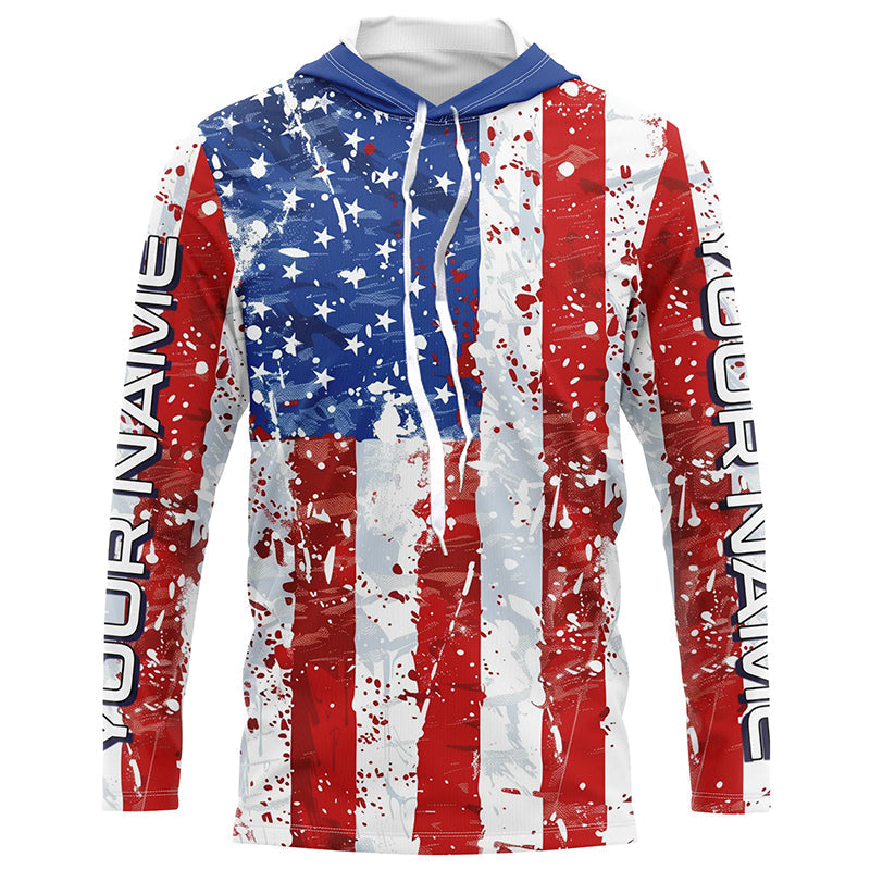 American Flag Custom Long Sleeve Uv Protection Fishing, Patriotic Fishing