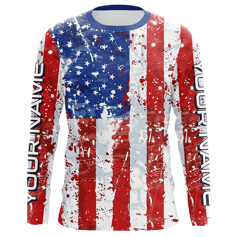 American Flag Custom Long Sleeve Uv Protection Fishing, Patriotic Fishing