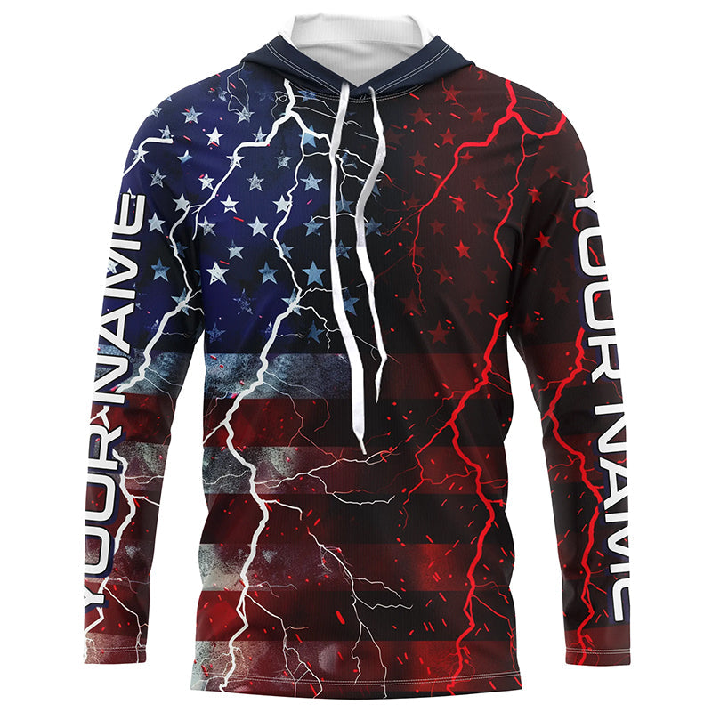 American Flag Custom Long Sleeve Uv Protection Fishing, Patriotic Fishing