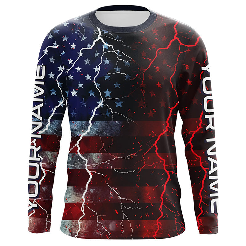 American Flag Custom Long Sleeve Uv Protection Fishing, Patriotic Fishing