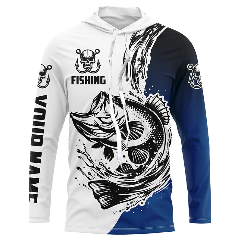 Largemouth Bass Long Sleeve Tournament Fishing, Custom Bass Fishing | Blue