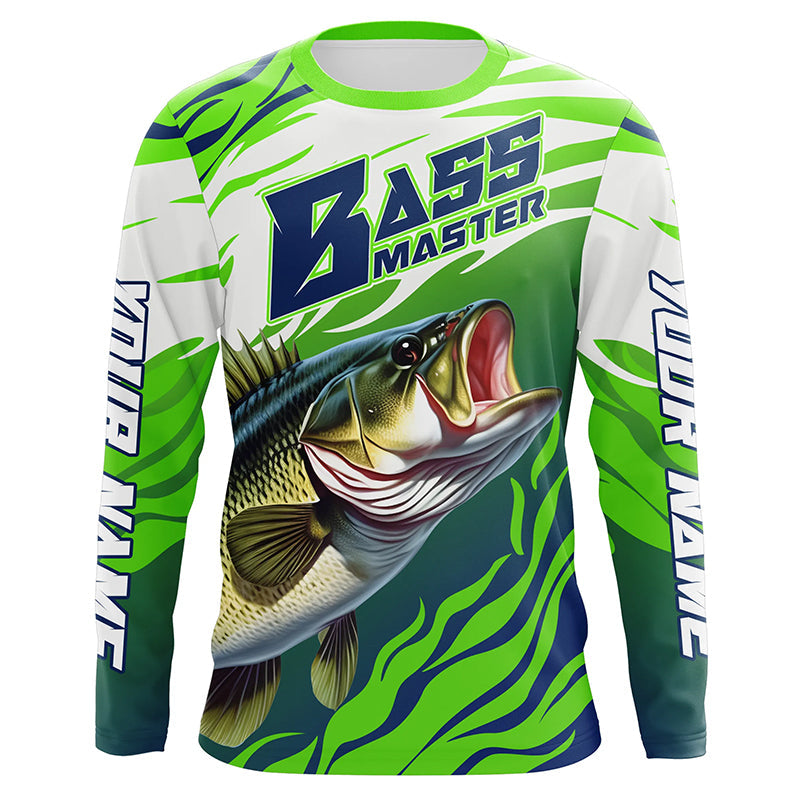 Personalized Bass master Fishing, Largemouth Bass Long sleeve performance Fishing