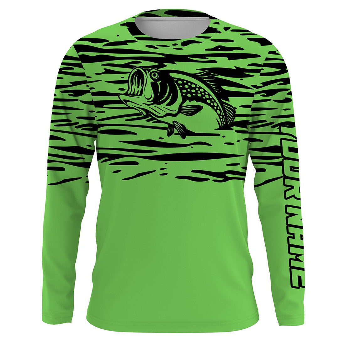 Largemouth bass fishing green color Custom Name All Over Printed UV Protection performance Fishing For Adult and Kid NQS2876