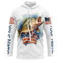Bass Fishing American Flag Long Sleeve Fishing, Personalized Patriotic Bass Fishing