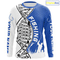Custom Blue And White Fishing Tools Fishing DNA Long Sleeve Tournament Fishing