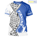 Custom Blue And White Fishing Tools Fishing DNA Long Sleeve Tournament Fishing