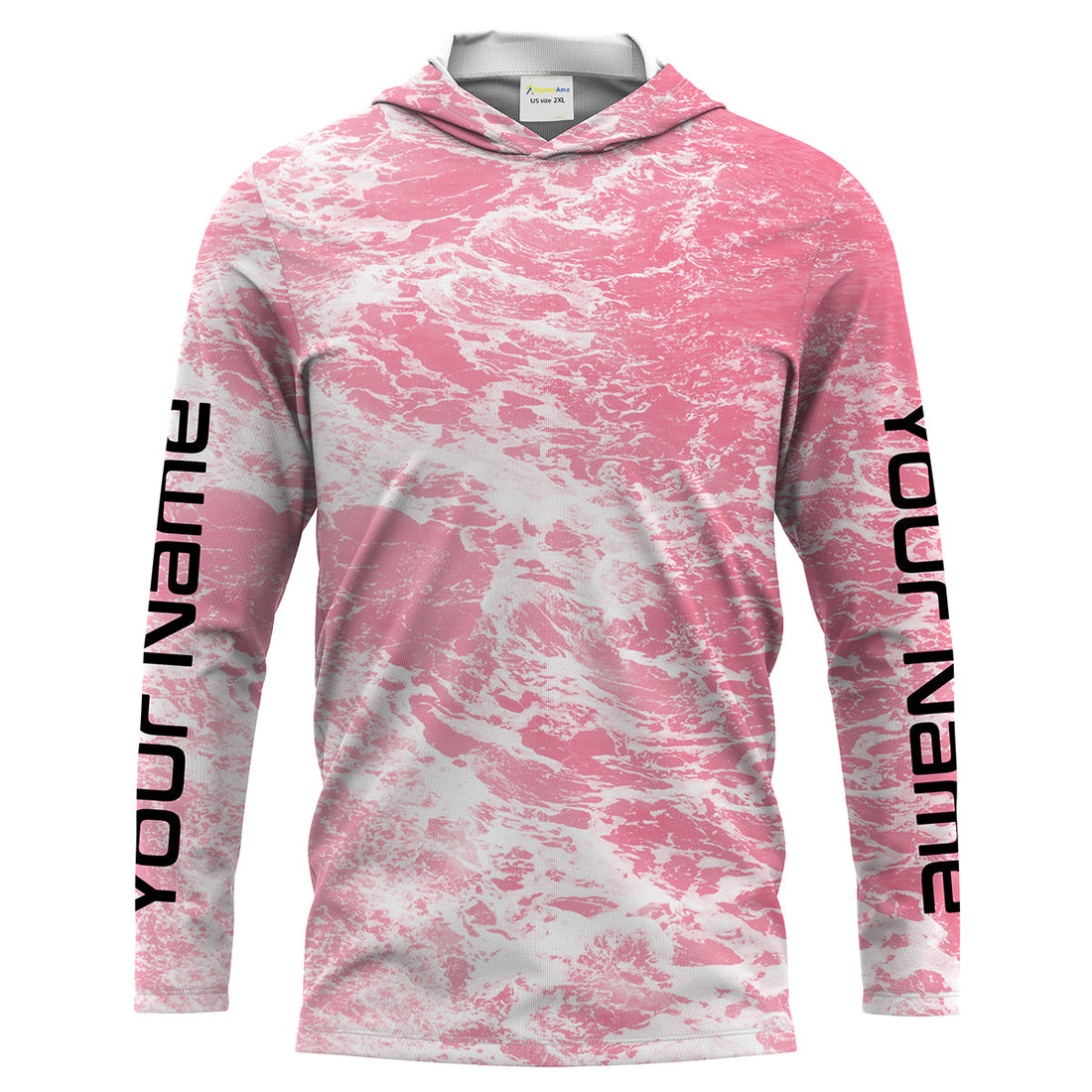 Custom Saltwater Long sleeve Fishing UV Protection, Sea wave camo Fishing | pink