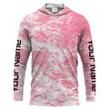 Custom Saltwater Long sleeve Fishing UV Protection, Sea wave camo Fishing | pink