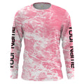 Custom Saltwater Long sleeve Fishing UV Protection, Sea wave camo Fishing | pink