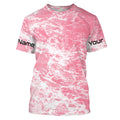 Custom Saltwater Long sleeve Fishing UV Protection, Sea wave camo Fishing | pink