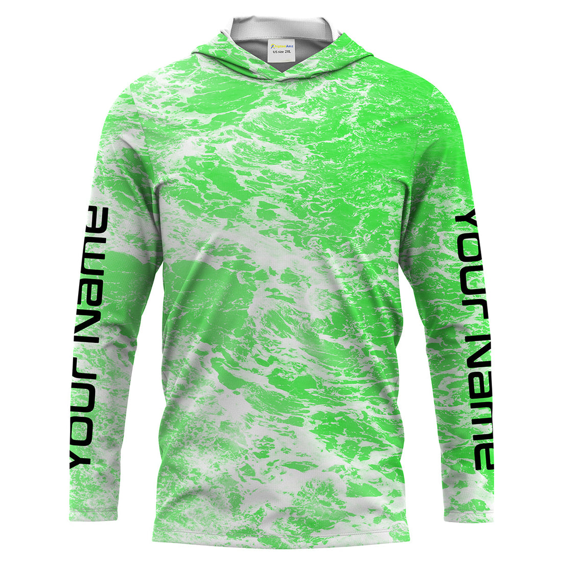 Custom Saltwater Long sleeve Fishing UV Protection, Sea wave camo Fishing | green