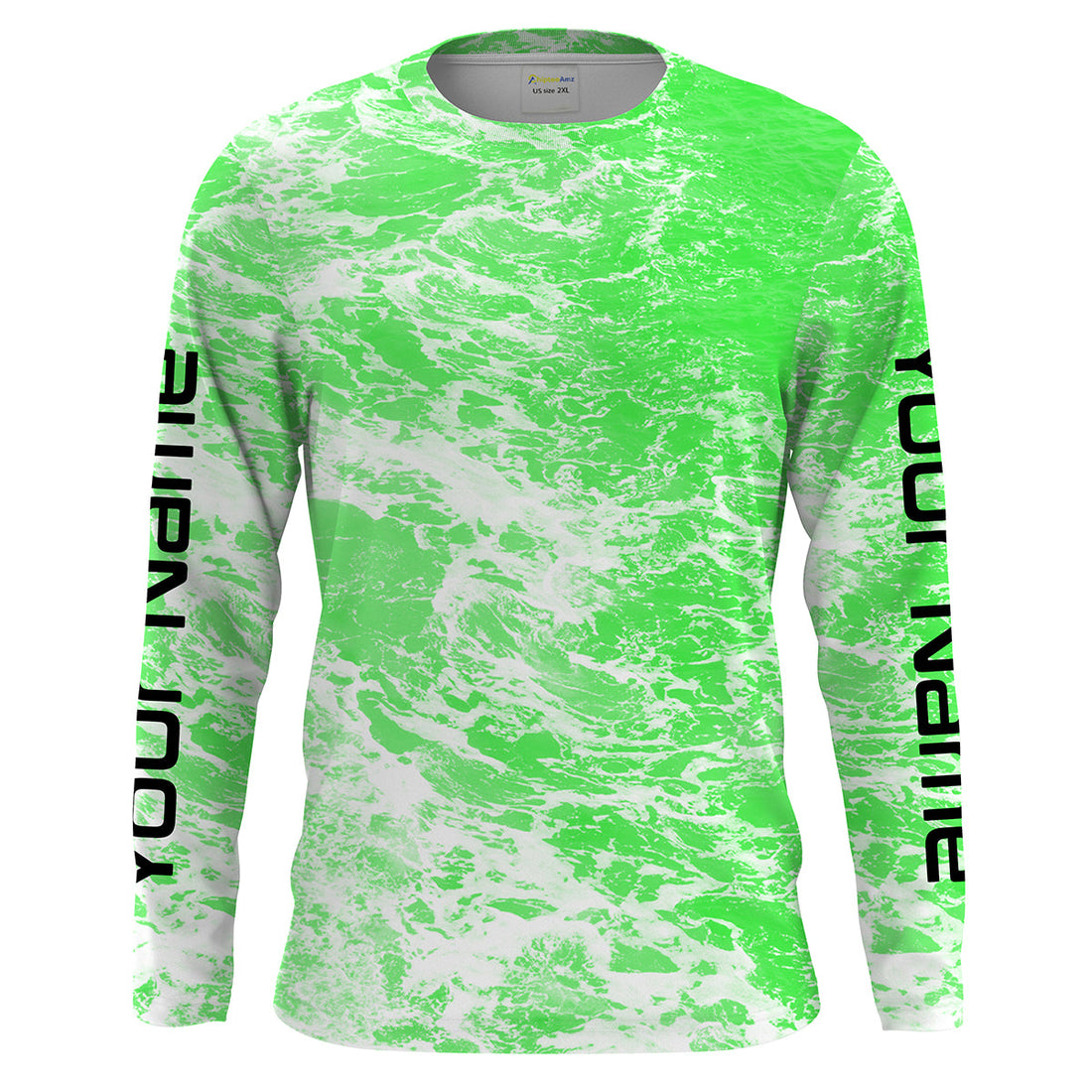 Custom Saltwater Long sleeve Fishing UV Protection, Sea wave camo Fishing | green