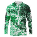 Custom Saltwater Long Sleeve Fishing Uv Protection, Sea Wave Camo Fishing | Green