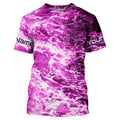 Custom Saltwater Long Sleeve Fishing Uv Protection, Sea Wave Camo Fishing | Pink