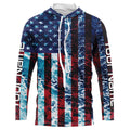 Custom Saltwater Long Sleeve Uv Fishing, American Flag Sea Wave Camo Fishing