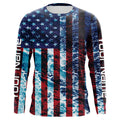Custom Saltwater Long Sleeve Uv Fishing, American Flag Sea Wave Camo Fishing