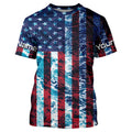 Custom Saltwater Long Sleeve Uv Fishing, American Flag Sea Wave Camo Fishing
