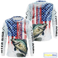 Custom Patriotic Crappie US Flag Long Sleeve Hooded Fishing, Crappie Fishing