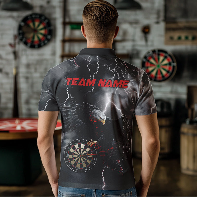 Custom Thunder Lightning Red Eagle Dart Quarter-Zip, Dart Team With Name