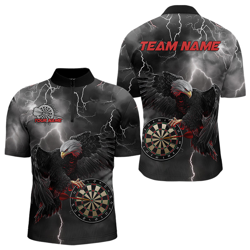 Custom Thunder Lightning Red Eagle Dart Quarter-Zip, Dart Team With Name