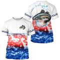 Red White And Blue Tie Dye Background Custom Patriotic Catfish Long Sleeve Fishing