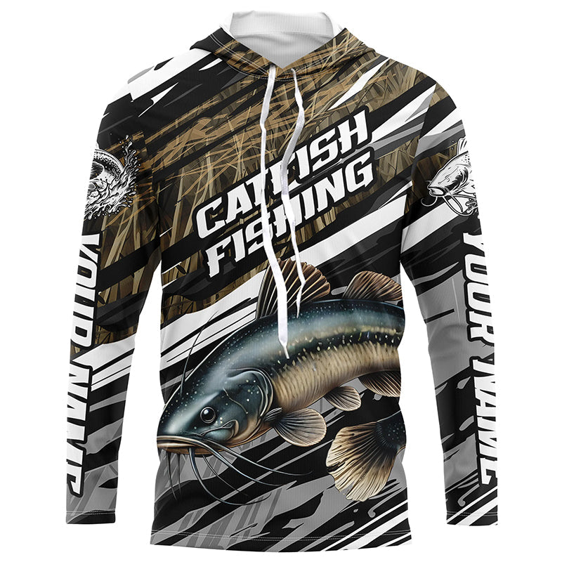 Catfish Fishing Custom Long Sleeve Tournament Fishing, Catfish Fishing Grass Camo
