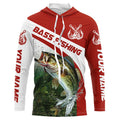 Custom Bass Fishing Long Sleeve Tournament Fishing, Bass Performance Fishing | Red