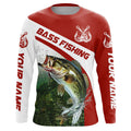 Custom Bass Fishing Long Sleeve Tournament Fishing, Bass Performance Fishing | Red