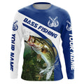 Custom Bass Fishing Long Sleeve Tournament Fishing, Bass Performance Fishing | Blue