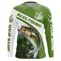 Custom Bass Fishing Long Sleeve Tournament Fishing, Bass Performance Fishing | Green