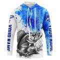 Walleye Fishing Watercolor Custom Long Sleeve Fishing, Walleye Fishing | Blue
