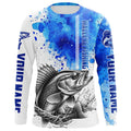 Walleye Fishing Watercolor Custom Long Sleeve Fishing, Walleye Fishing | Blue
