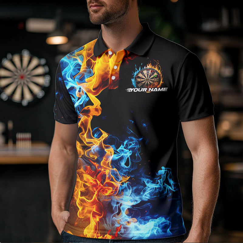 Custom Blue And Orange Flame Dart Quarter-Zip, Fire Dart Dart Team