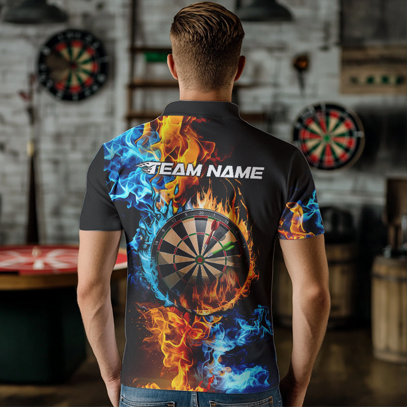 Custom Blue And Orange Flame Dart Quarter-Zip, Fire Dart Dart Team