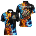 Custom Blue And Orange Flame Dart Quarter-Zip, Fire Dart Dart Team