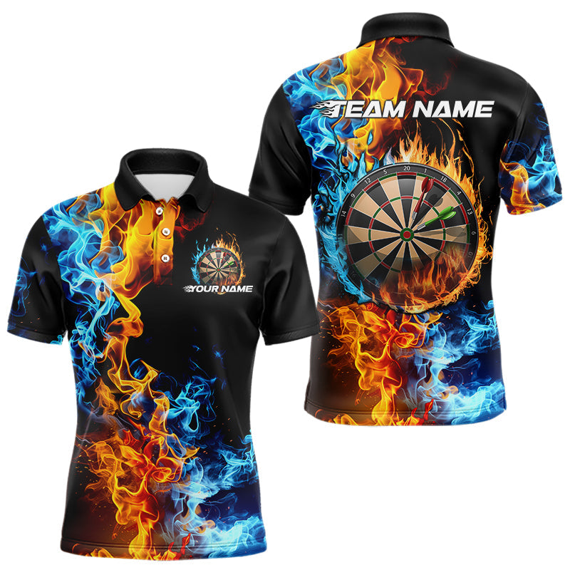 Custom Blue And Orange Flame Dart Quarter-Zip, Fire Dart Dart Team