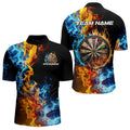 Custom Blue And Orange Flame Dart Quarter-Zip, Fire Dart Dart Team