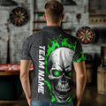Black And Green Flame Skull Custom Dart Quarter-Zip, Fire Dart Team