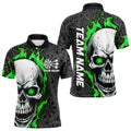 Black And Green Flame Skull Custom Dart Quarter-Zip, Fire Dart Team