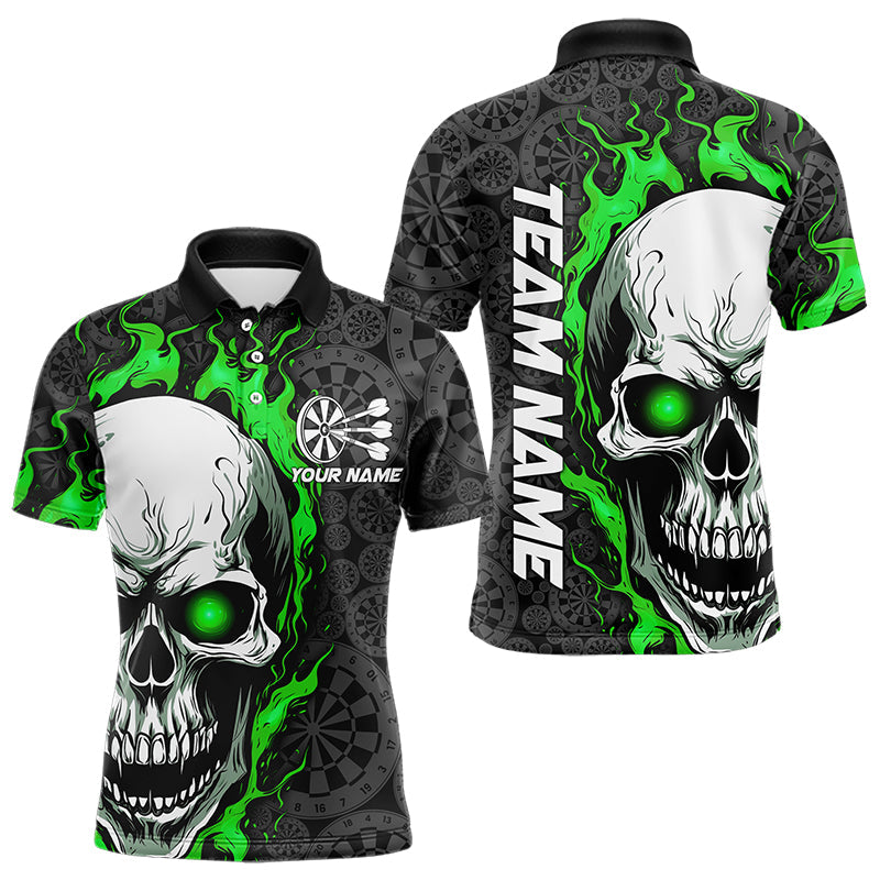 Black And Green Flame Skull Custom Dart Quarter-Zip, Fire Dart Team