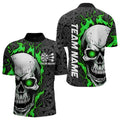 Black And Green Flame Skull Custom Dart Quarter-Zip, Fire Dart Team