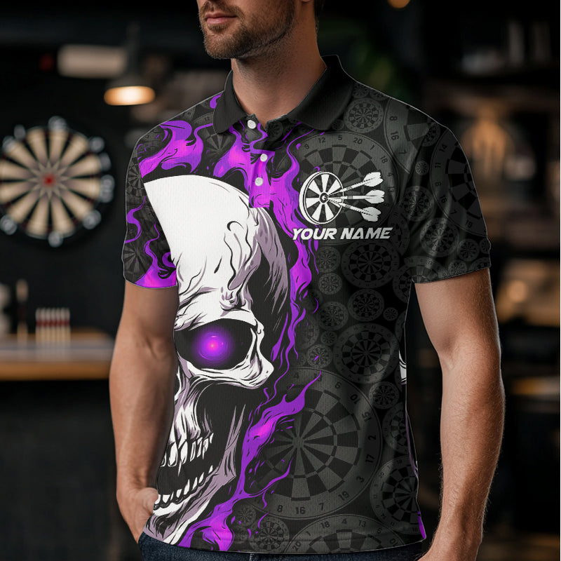 Black And Purple Flame Skull Custom Dart Quarter-Zip, Fire Dart Team